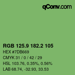 カラーコード: RGB 125.9 182.2 105 | qconv.com