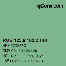 カラーコード: RGB 125.9 182.2 140 | qconv.com