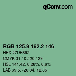 カラーコード: RGB 125.9 182.2 146 | qconv.com