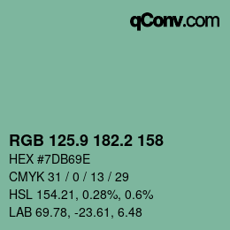 カラーコード: RGB 125.9 182.2 158 | qconv.com