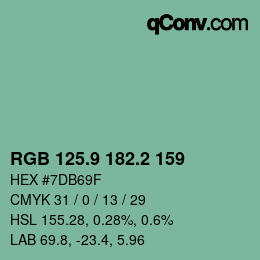 カラーコード: RGB 125.9 182.2 159 | qconv.com