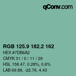 カラーコード: RGB 125.9 182.2 162 | qconv.com