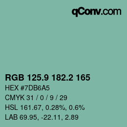 カラーコード: RGB 125.9 182.2 165 | qconv.com