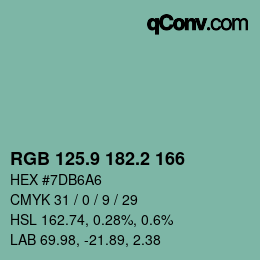 カラーコード: RGB 125.9 182.2 166 | qconv.com
