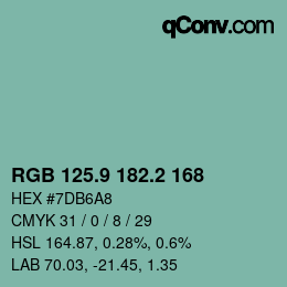 カラーコード: RGB 125.9 182.2 168 | qconv.com