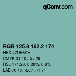 Color code: RGB 125.9 182.2 174 | qconv.com