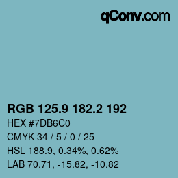 カラーコード: RGB 125.9 182.2 192 | qconv.com