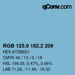 カラーコード: RGB 125.9 182.2 209 | qconv.com