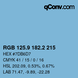 カラーコード: RGB 125.9 182.2 215 | qconv.com