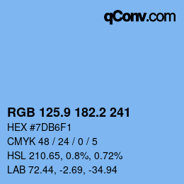 カラーコード: RGB 125.9 182.2 241 | qconv.com