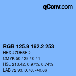カラーコード: RGB 125.9 182.2 253 | qconv.com