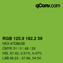 カラーコード: RGB 125.9 182.2 59 | qconv.com
