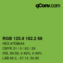 カラーコード: RGB 125.9 182.2 68 | qconv.com