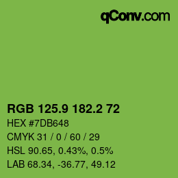 カラーコード: RGB 125.9 182.2 72 | qconv.com
