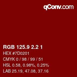 Color code: RGB 125.9 2.2 1 | qconv.com