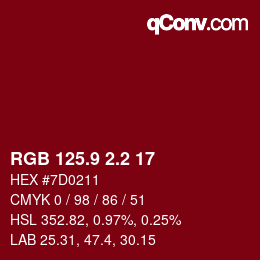 カラーコード: RGB 125.9 2.2 17 | qconv.com