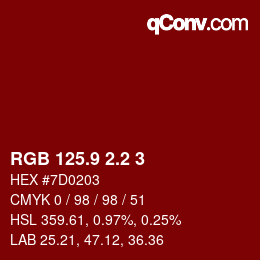 カラーコード: RGB 125.9 2.2 3 | qconv.com