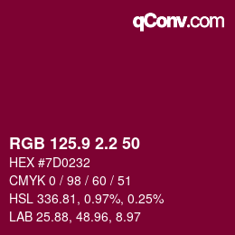 カラーコード: RGB 125.9 2.2 50 | qconv.com