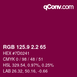 カラーコード: RGB 125.9 2.2 65 | qconv.com