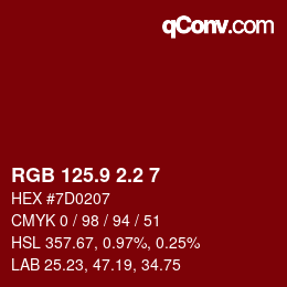 カラーコード: RGB 125.9 2.2 7 | qconv.com