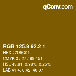 Color code: RGB 125.9 92.2 1 | qconv.com
