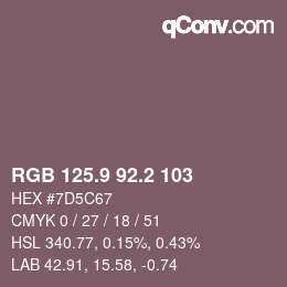 Farbcode: RGB 125.9 92.2 103 | qconv.com