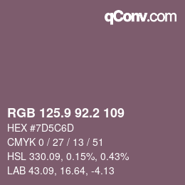 カラーコード: RGB 125.9 92.2 109 | qconv.com