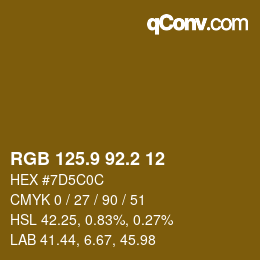 カラーコード: RGB 125.9 92.2 12 | qconv.com