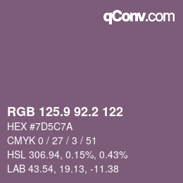Color code: RGB 125.9 92.2 122 | qconv.com