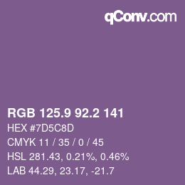 Color code: RGB 125.9 92.2 141 | qconv.com