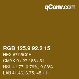 Color code: RGB 125.9 92.2 15 | qconv.com