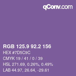 Color code: RGB 125.9 92.2 156 | qconv.com