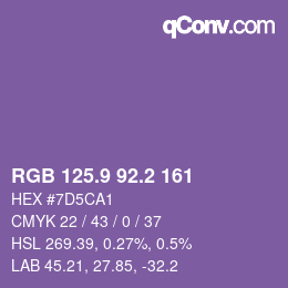 Color code: RGB 125.9 92.2 161 | qconv.com