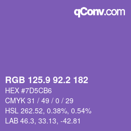カラーコード: RGB 125.9 92.2 182 | qconv.com