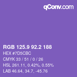 カラーコード: RGB 125.9 92.2 188 | qconv.com