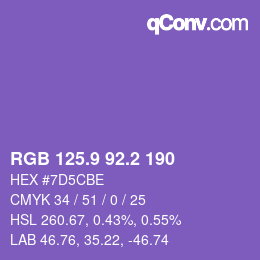カラーコード: RGB 125.9 92.2 190 | qconv.com