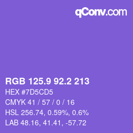 カラーコード: RGB 125.9 92.2 213 | qconv.com