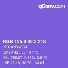 カラーコード: RGB 125.9 92.2 218 | qconv.com