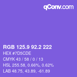 カラーコード: RGB 125.9 92.2 222 | qconv.com