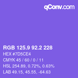 カラーコード: RGB 125.9 92.2 228 | qconv.com