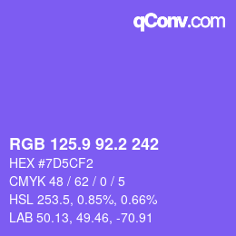 カラーコード: RGB 125.9 92.2 242 | qconv.com