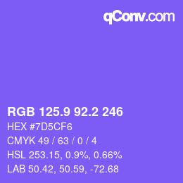 カラーコード: RGB 125.9 92.2 246 | qconv.com
