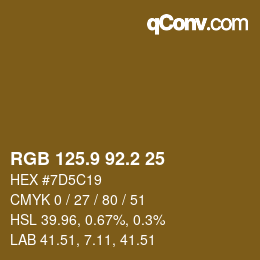 カラーコード: RGB 125.9 92.2 25 | qconv.com