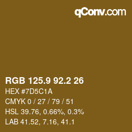 カラーコード: RGB 125.9 92.2 26 | qconv.com