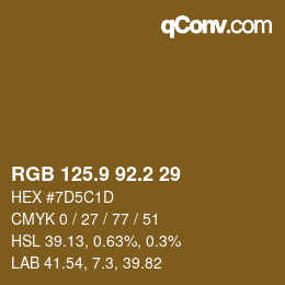 Color code: RGB 125.9 92.2 29 | qconv.com