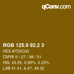 Color code: RGB 125.9 92.2 3 | qconv.com