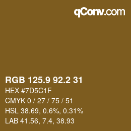 Color code: RGB 125.9 92.2 31 | qconv.com