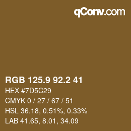 Color code: RGB 125.9 92.2 41 | qconv.com