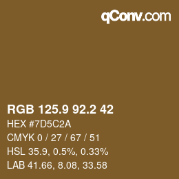 Color code: RGB 125.9 92.2 42 | qconv.com