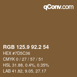 Color code: RGB 125.9 92.2 54 | qconv.com